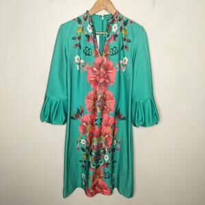 New York & Company Floral Stretch Dress Flare Cuff